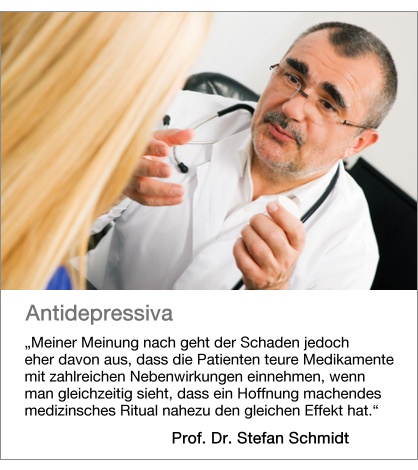 Prof. Dr. Stefan Schmidt: In letzter Zeit sind z. B. mehrere große Metaanalysen zur Wirksamkeit von Antidepressiva erschienen, die auch Studien berücksichtigen, die ursprünglich nicht veröffentlicht wurden (z. B. Kirsch, PlosMed, 2008).